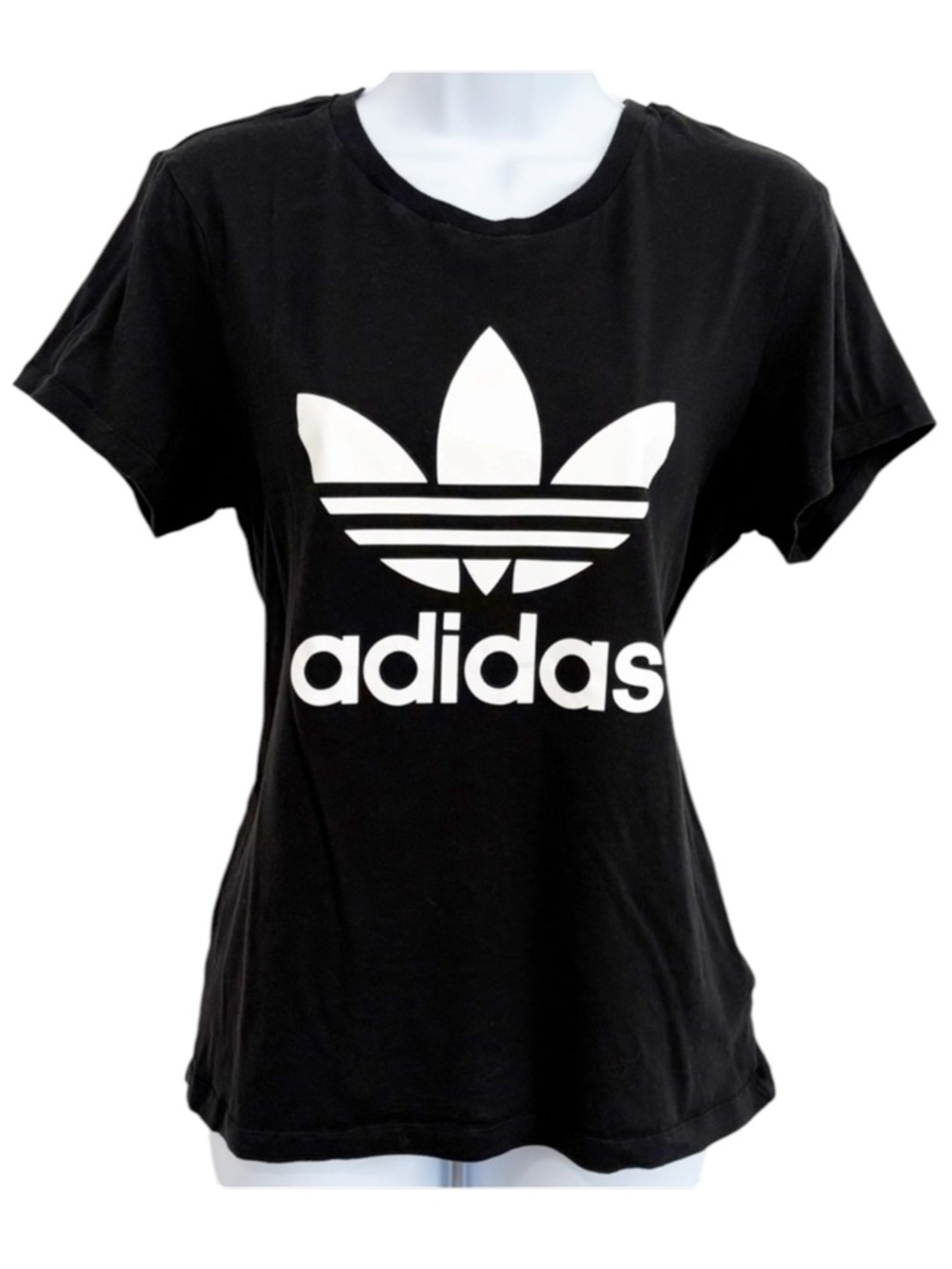 ADIDAS Originals Trefoil Logo Tee Black White Women’s XS Classic Streetwear
